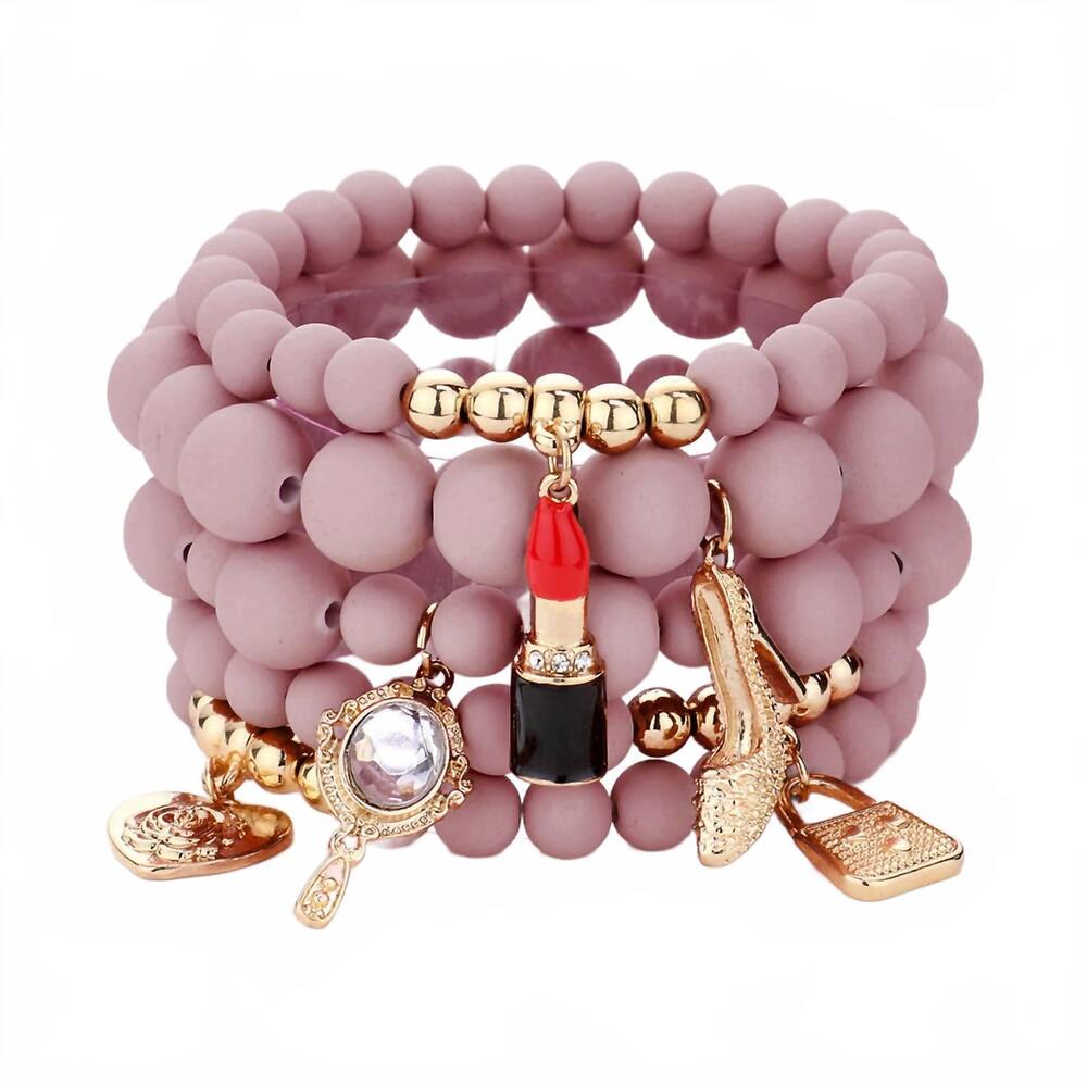 NEW WONA TRADING flower heart hand mirror lipstick stiletto hill tote bag charm